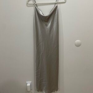 Bebe silver maxi slip dress dress